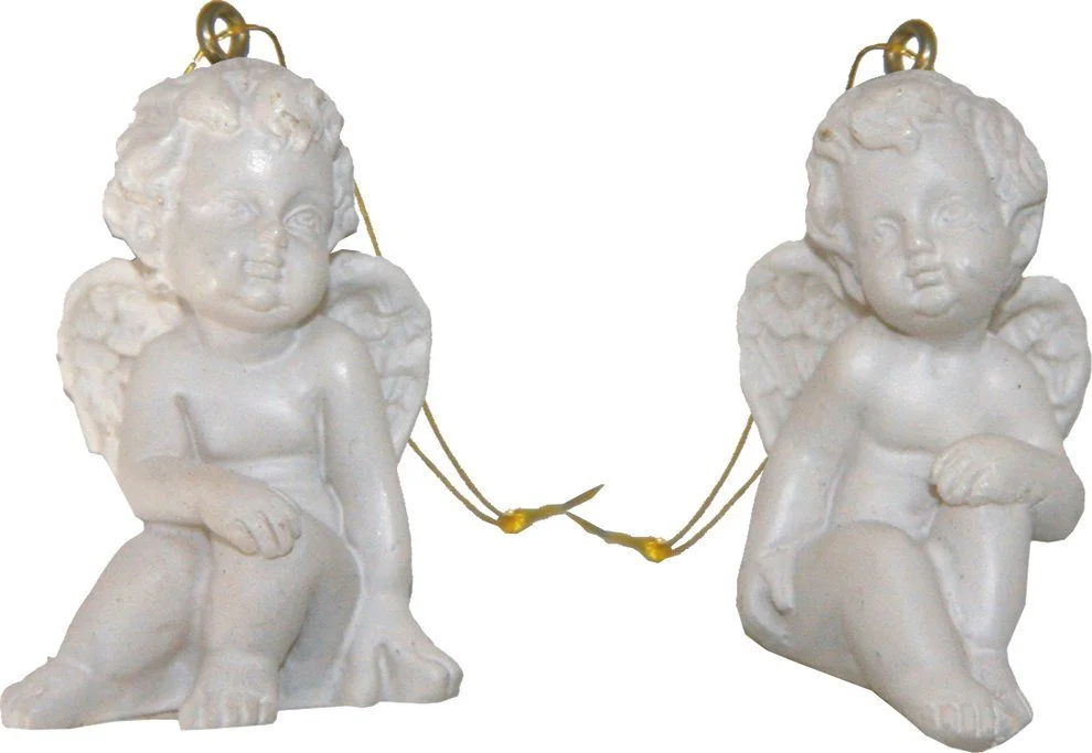 Engelfiguren FADEDA – Weiß mit Goldfaden (2er-Set)